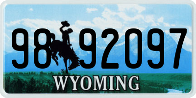 WY license plate 9892097