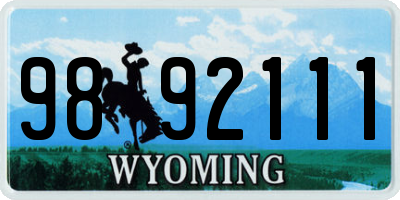 WY license plate 9892111