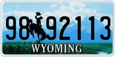 WY license plate 9892113