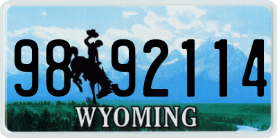 WY license plate 9892114