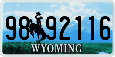WY license plate 9892116