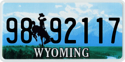 WY license plate 9892117