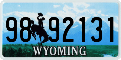 WY license plate 9892131