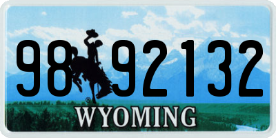 WY license plate 9892132