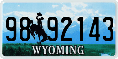 WY license plate 9892143