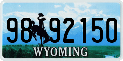WY license plate 9892150