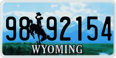 WY license plate 9892154