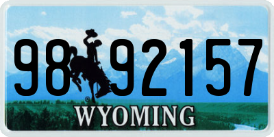 WY license plate 9892157