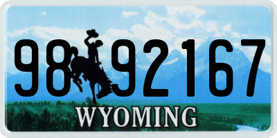 WY license plate 9892167