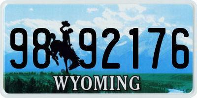 WY license plate 9892176