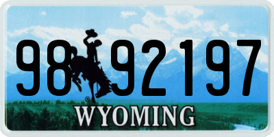 WY license plate 9892197