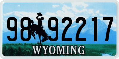 WY license plate 9892217