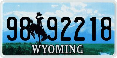 WY license plate 9892218