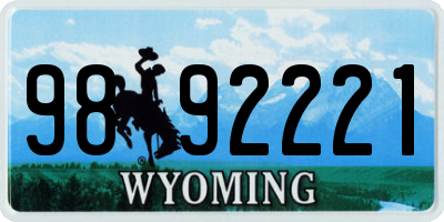 WY license plate 9892221