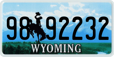 WY license plate 9892232