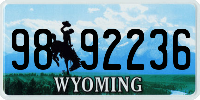 WY license plate 9892236