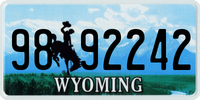 WY license plate 9892242