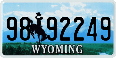 WY license plate 9892249
