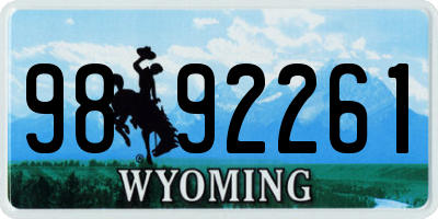 WY license plate 9892261