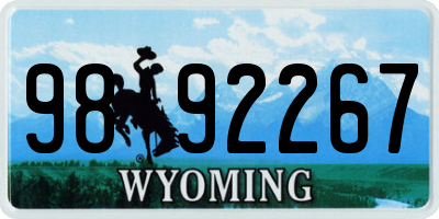 WY license plate 9892267