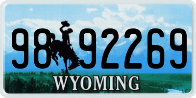 WY license plate 9892269