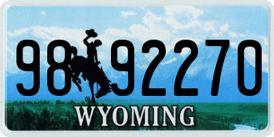 WY license plate 9892270