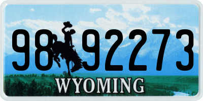 WY license plate 9892273