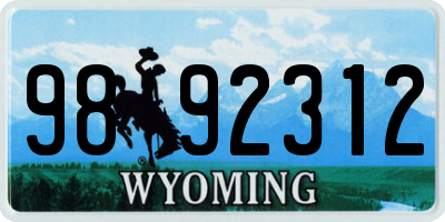 WY license plate 9892312