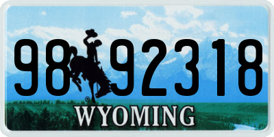 WY license plate 9892318