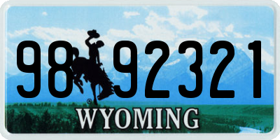 WY license plate 9892321