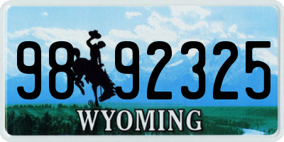 WY license plate 9892325