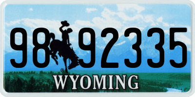 WY license plate 9892335