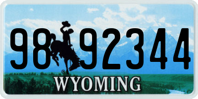 WY license plate 9892344
