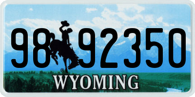 WY license plate 9892350
