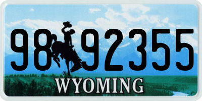 WY license plate 9892355