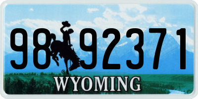 WY license plate 9892371