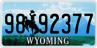WY license plate 9892377