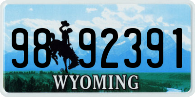 WY license plate 9892391
