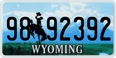 WY license plate 9892392