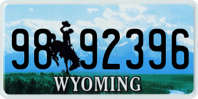 WY license plate 9892396