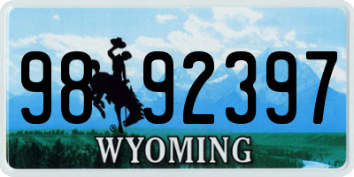 WY license plate 9892397