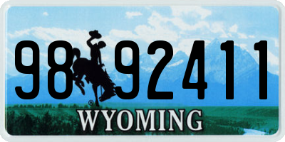 WY license plate 9892411