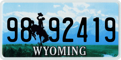 WY license plate 9892419