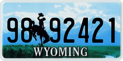 WY license plate 9892421