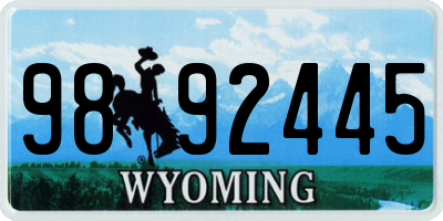 WY license plate 9892445