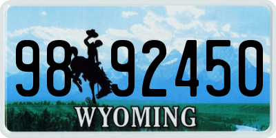 WY license plate 9892450