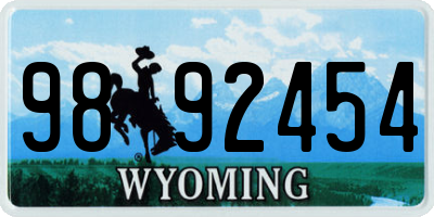 WY license plate 9892454