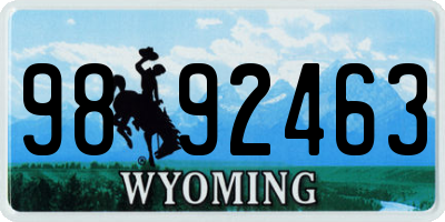 WY license plate 9892463