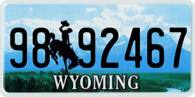 WY license plate 9892467