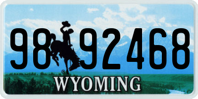 WY license plate 9892468